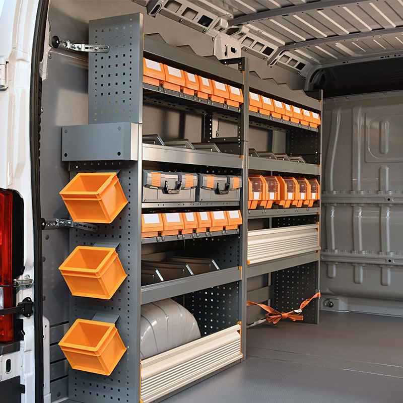 Scaffalature con contenitori in plastica - Order System Allestimento furgoni